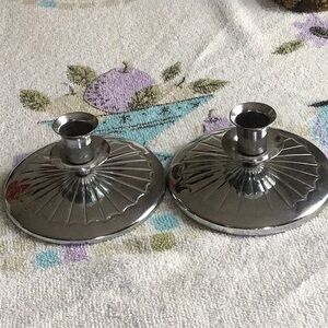 Pair of chrome candlesticks